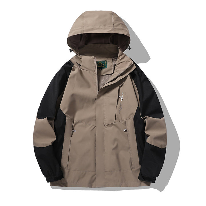 Herren Nano Wind- und wasserabweisende Outdoor-Hoodie-Jacke mit Belüftungsnetz, verstellbarer Kapuze und verdeckter Vorderklappe – Cavarno