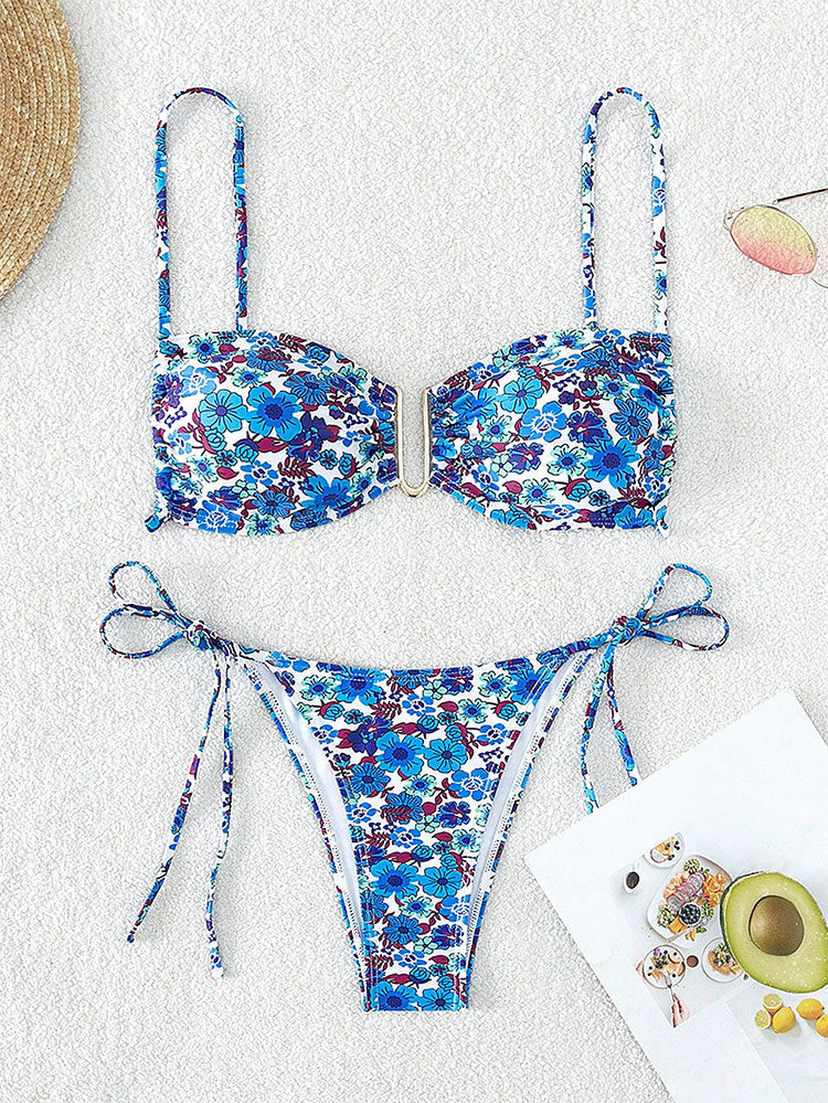 Damen Floral Push-Up-Bikini mit verstellbaren Trätern Echo Archiv