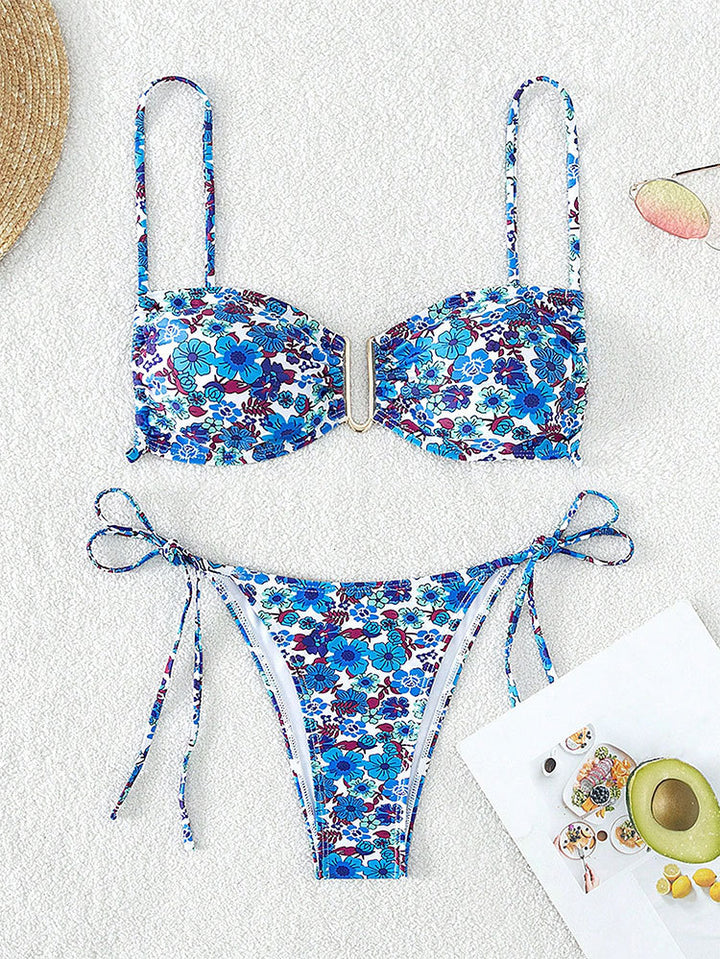 Damen Floral Push-Up-Bikini mit verstellbaren Trätern Echo Archiv