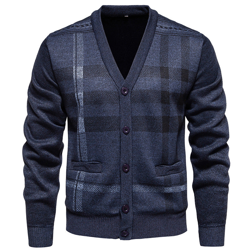 Herren modische Strickjacke mit klassischem Karomuster Echoarchiv