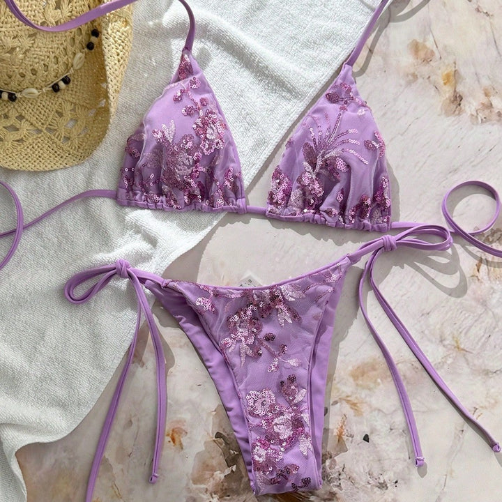 Damen Glamouröser Triangel-Bikini mit Glitzerelementen Echo Archiv
