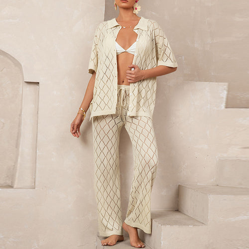 Damen elegantes Strickanzug mit modischem Rautenmuster und lockerer Passform Echo Archiv