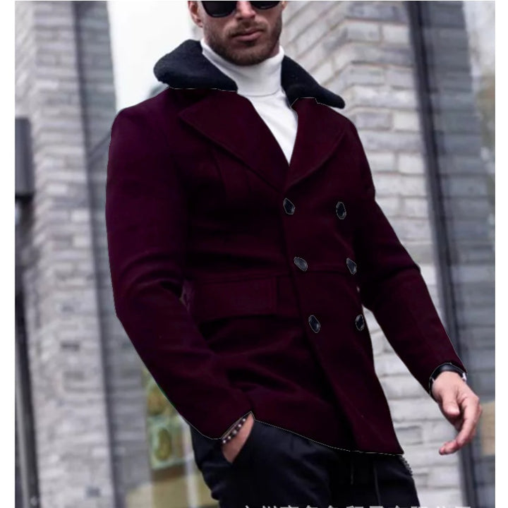 Herren eleganter Wollmantel mit Teddyfell-Kragen Echoarchiv