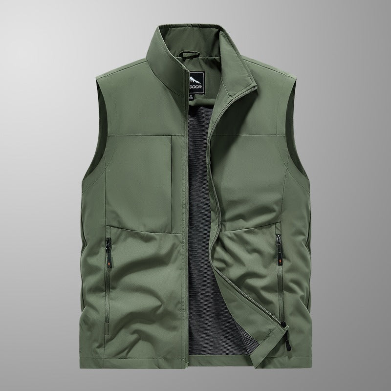 Herren Utility‑Weste mit Multi‑Taschen, Stehkragen & atmungsaktivem Mesh‑Futter Echoarchiv