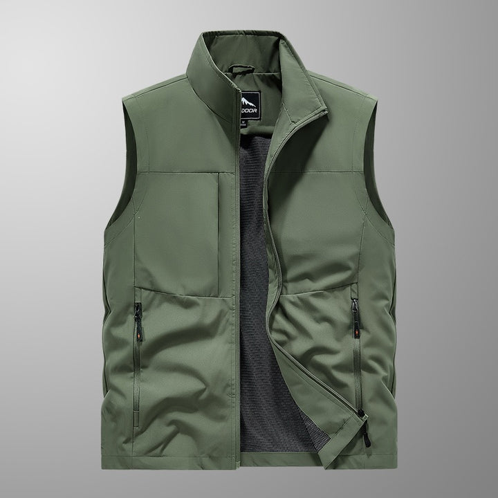 Herren Utility‑Weste mit Multi‑Taschen, Stehkragen & atmungsaktivem Mesh‑Futter Echoarchiv