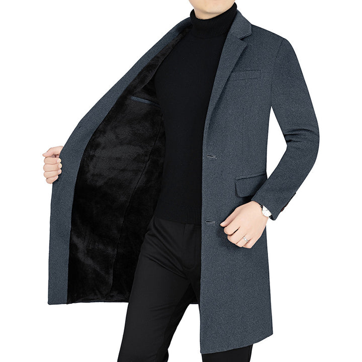Herren Langer Wollmix-Mantel mit durchgehendem Kunstfell-Futter und schlanker Silhouette – Montevé