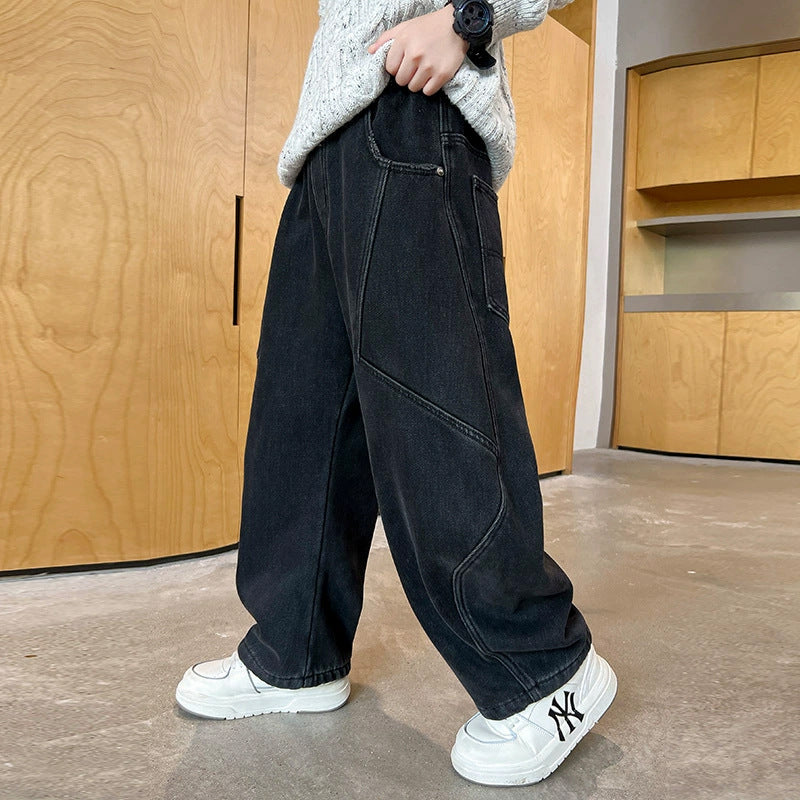 Unisex weite Cargo-Jeans mit kreativen Nähten Echo Archiv