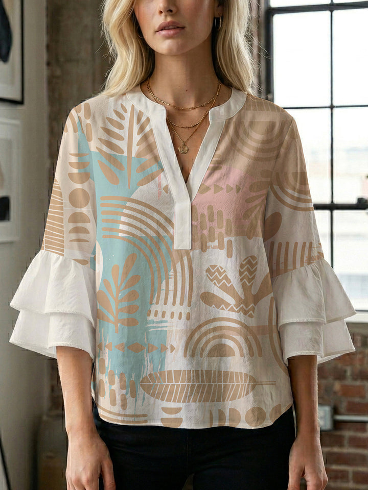 Damen Bluse mit Rüschendetails und auffälligem Animal-Print Echo Archiv