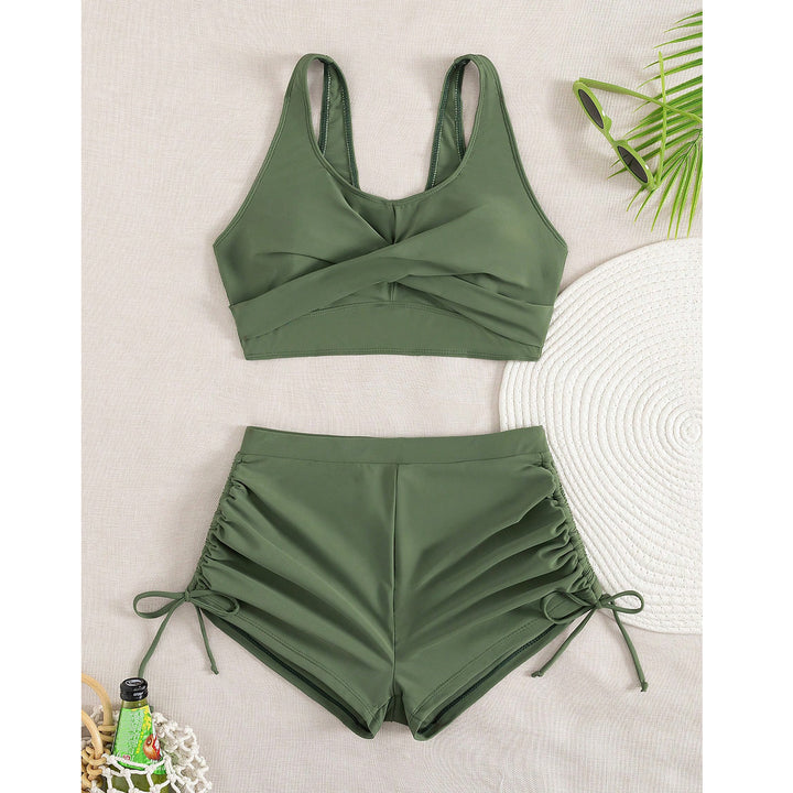Damen Sportlicher Bikini mit gerafften Shorts Echo Archiv