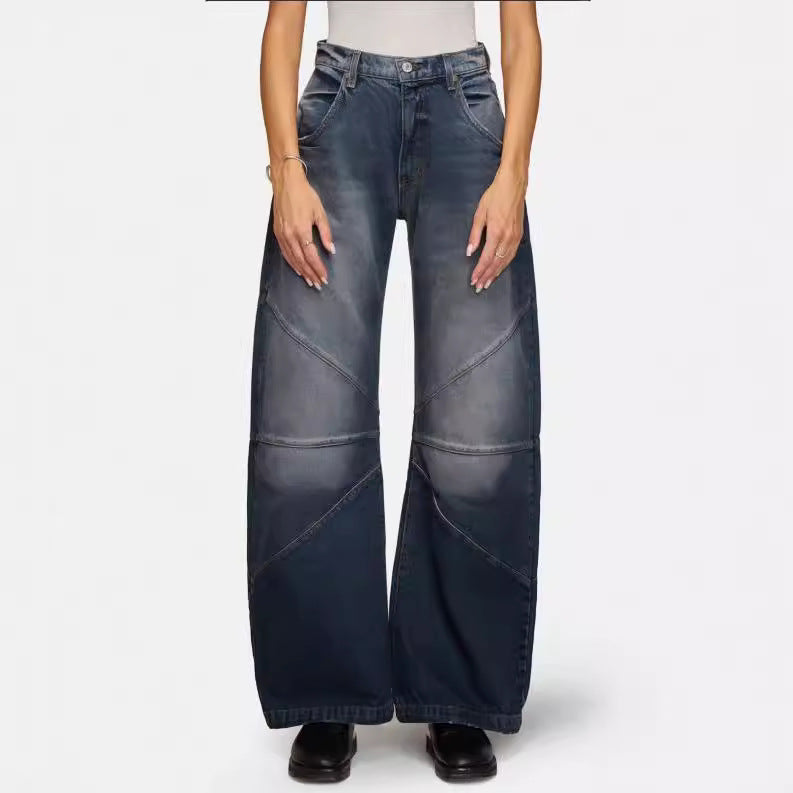 Damen breite Jeans mit einzigartigem Nahtdesign im angesagten Stil Echo Archiv