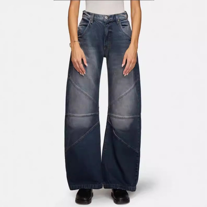 Damen breite Jeans mit einzigartigem Nahtdesign im angesagten Stil Echo Archiv