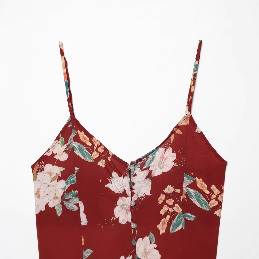 Damen Spaghettiträgerkleid mit floralem Druck und schmeichelndem Schnitt Echo Archiv