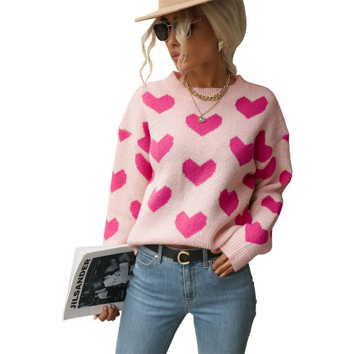 Damen Gemusterter Strickpullover mit Herzmotiven Echo Archiv