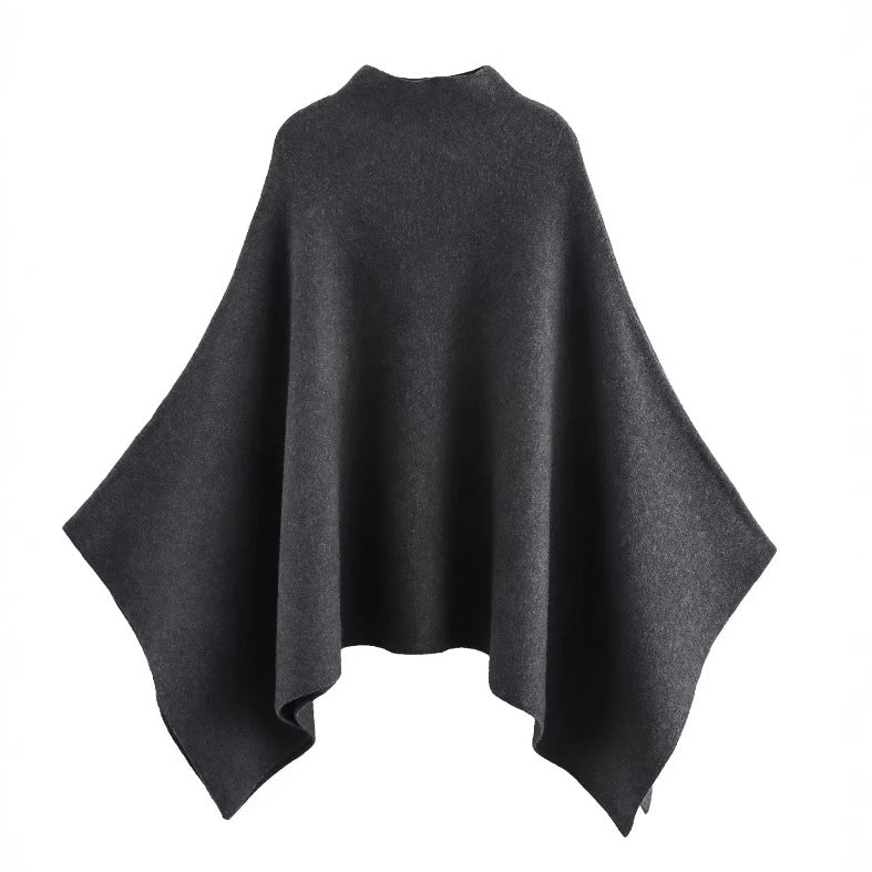 Damen 100+ feiner Oversize Poncho mit Stehkragen und asymmetrischem Saum Echo Archiv