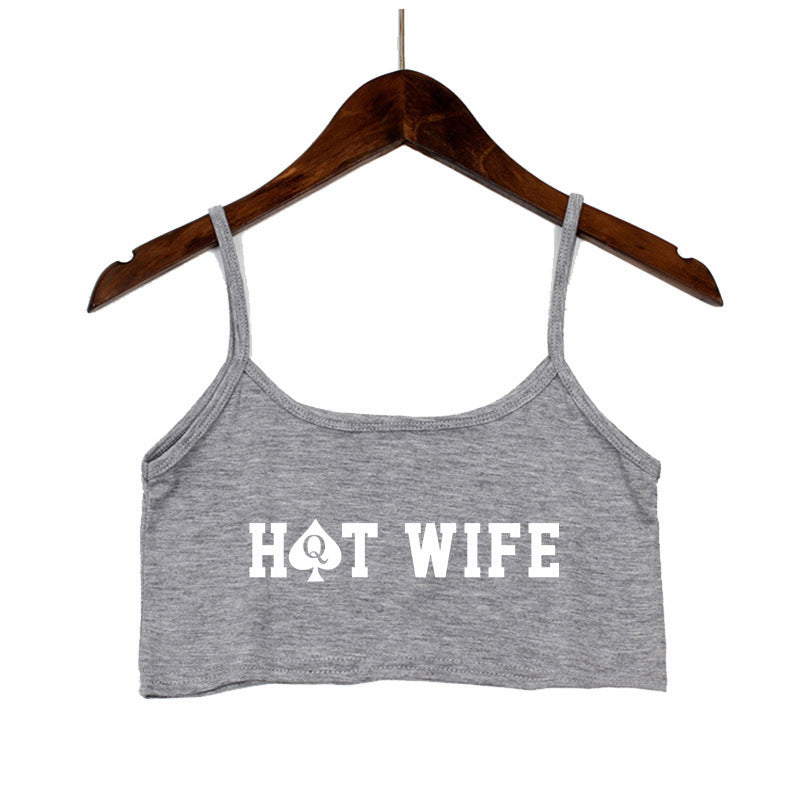 Damen Crop-Top mit modernen Schriftzügen und verstellbaren Trägern Echo Archiv
