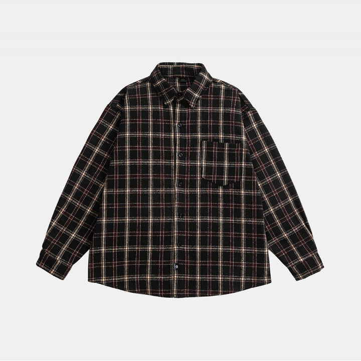 Unisex Oversize Karo-Hemdjacke im Boxy-Cut mit aufgesetzter Brusttasche und Soft-Flanell Echoarchiv