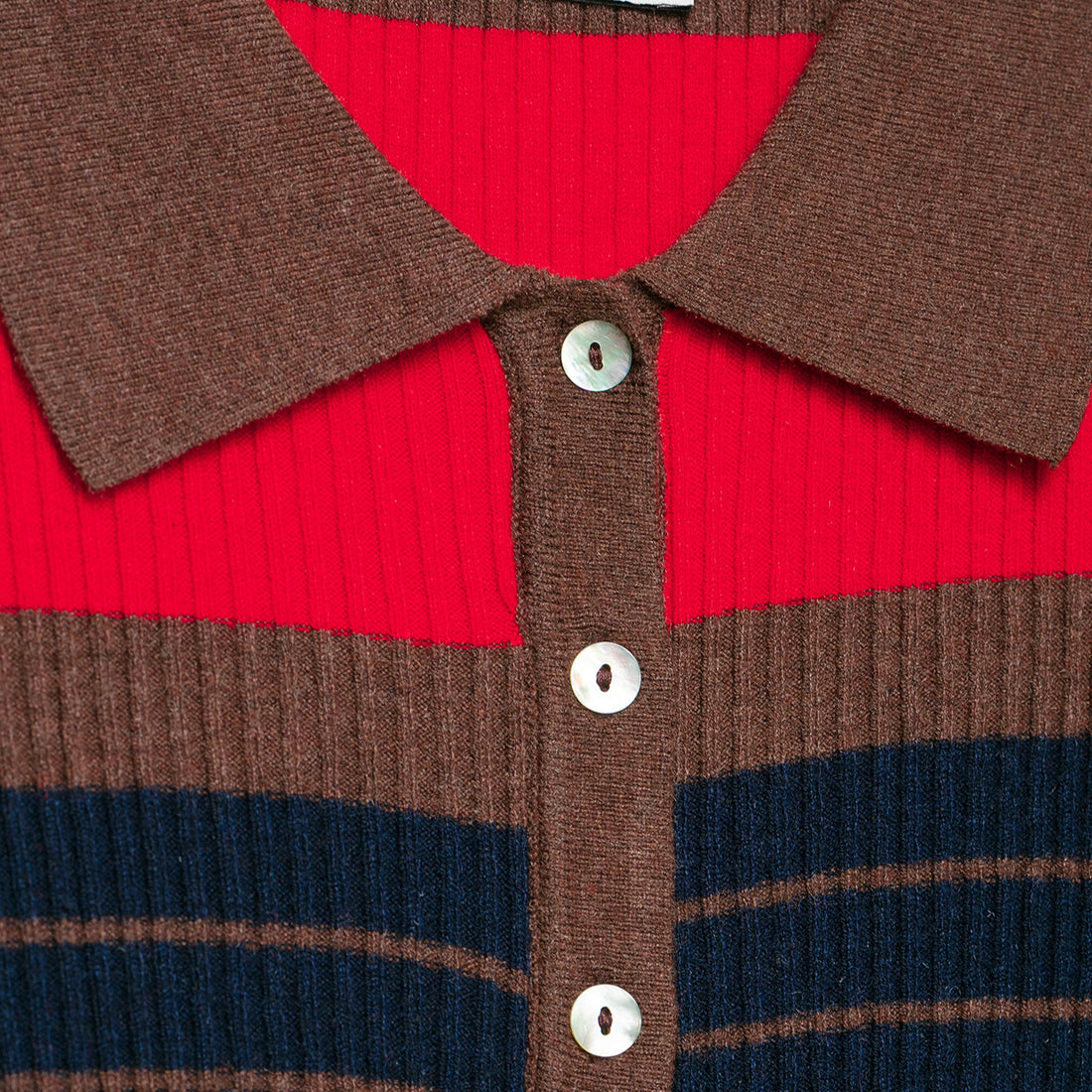 Damen Gerippte Knopfstrickjacke mit großem Hemdkragen und Streifenstruktur Echoarchiv