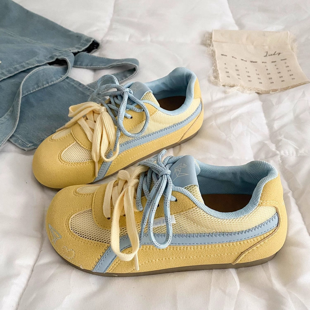 Damen Retro-sportliche Sneaker mit Wildleder- und Mesh-Mix sowie gepolsterter Komfortsohle – Névara