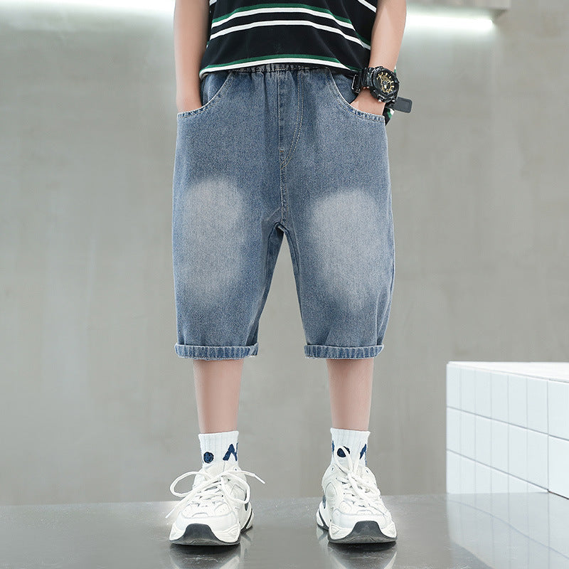Jungen lässige Denim-Shorts mit kreativem Comic-Print Echo Archiv
