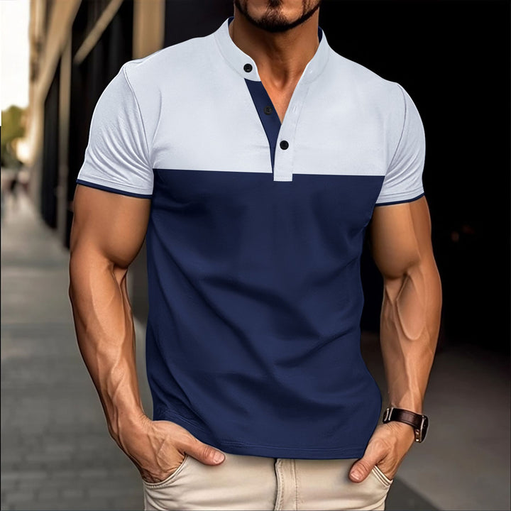 Herren Kurzarm Poloshirt mit Stehkragen und modernen Akzenten Echoarchiv