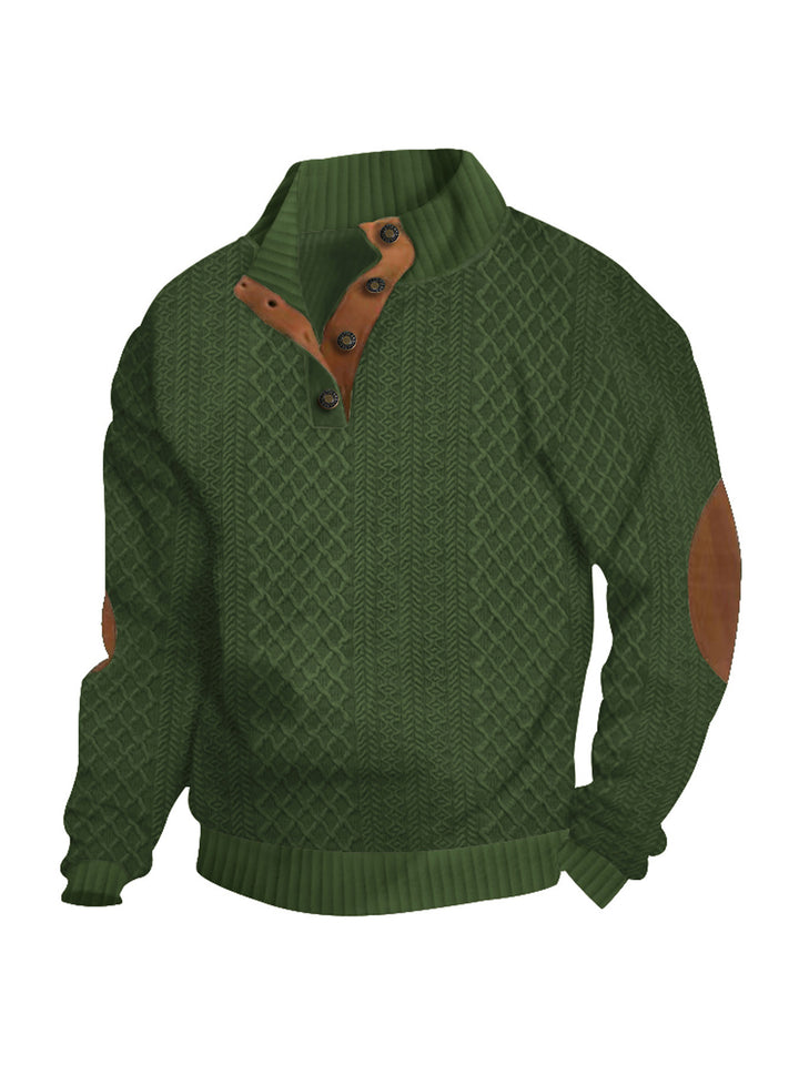 Herren Strickpullover mit meliertem Muster und Knopfleiste Echoarchiv