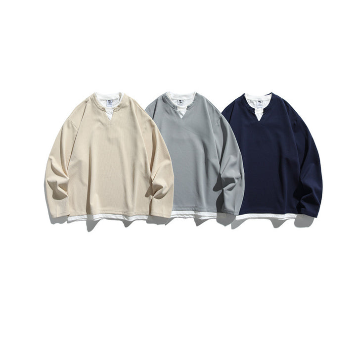 Unisex Oversize-Sweatshirt mit V‑Notch und integriertem Layer‑Look Echoarchiv