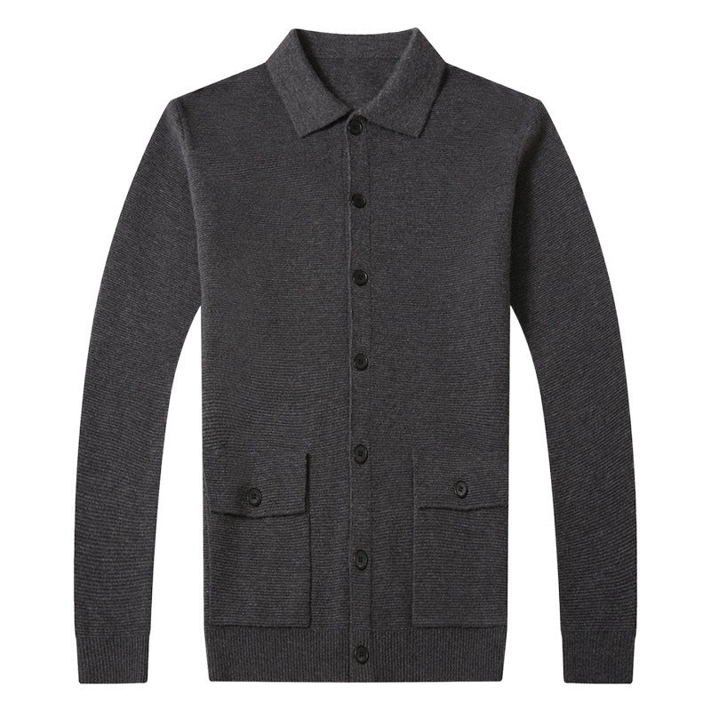 Herren Strukturierte Strickjacke mit Knopfverschluss und praktischen Taschen Echoarchiv