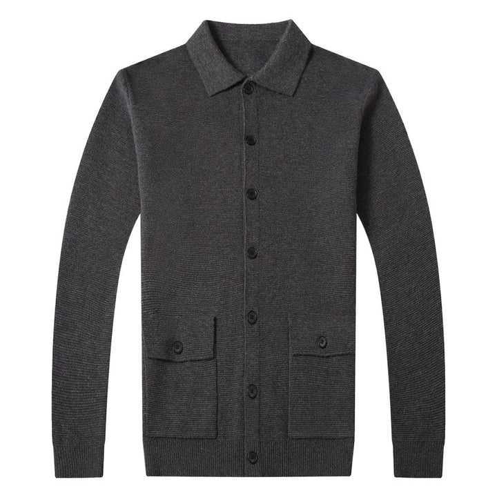 Herren Strukturierte Strickjacke mit Knopfverschluss und praktischen Taschen Echoarchiv