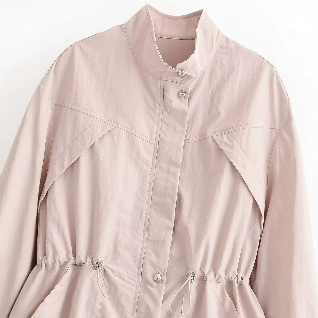 Damen Leichte Windjacke mit Tunnelzug-Taille und Ballonärmeln Echo Archiv