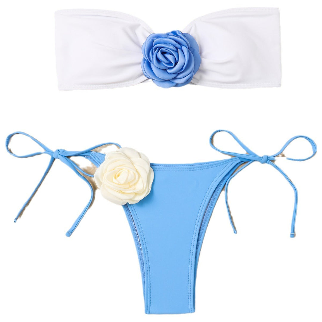 Damen Bandeau-Bikini-Set mit Blumenapplikationen Echo Archiv