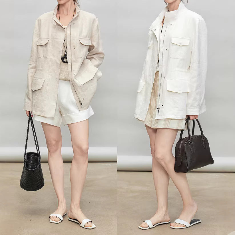 Damen Leichte und Luftige Leinenjacke Echoarchiv