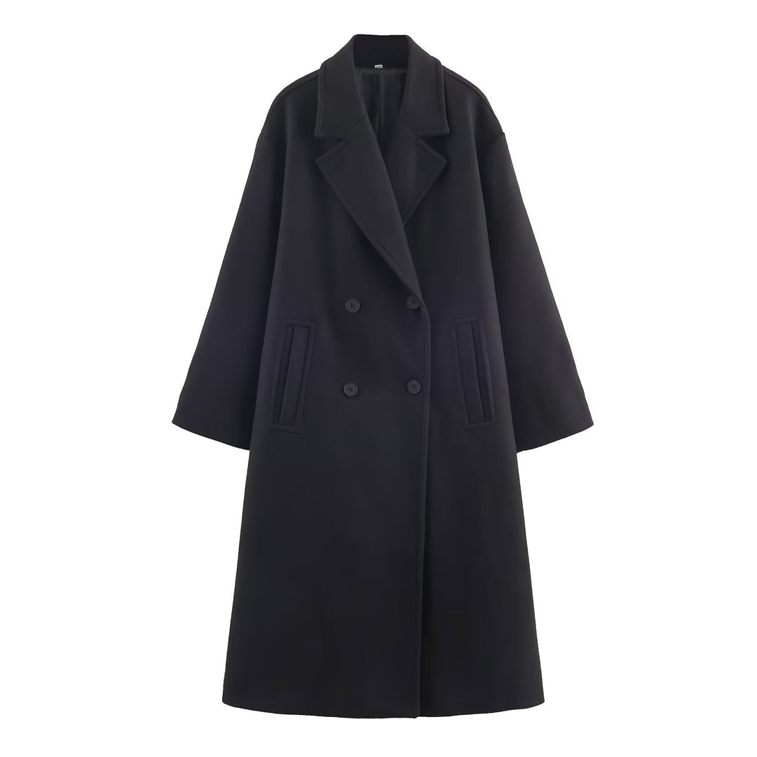 Damen Doppelreihiger Oversize‑Mantel mit fallendem Revers und Eingrifftaschen Echo Archiv