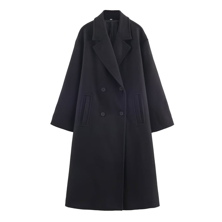 Damen Doppelreihiger Oversize‑Mantel mit fallendem Revers und Eingrifftaschen Echo Archiv