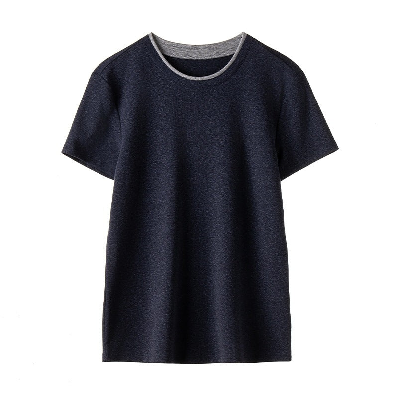 Damen Feines geripptes Kurzarm-T-Shirt aus stretchigem Baumwoll-Modal mit Rundhals Echo Archiv