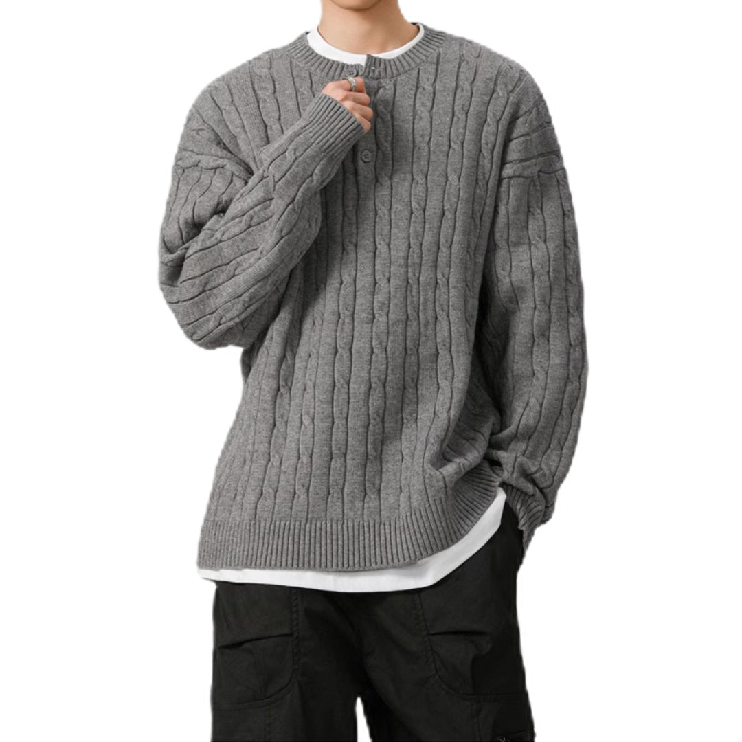 Herren Grobstrickpullover mit Knopfleiste Echo Archiv
