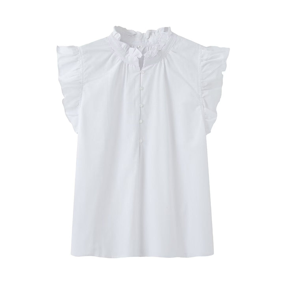 Damenbluse mit Rüschendetails und Knopfleiste Echoarchiv