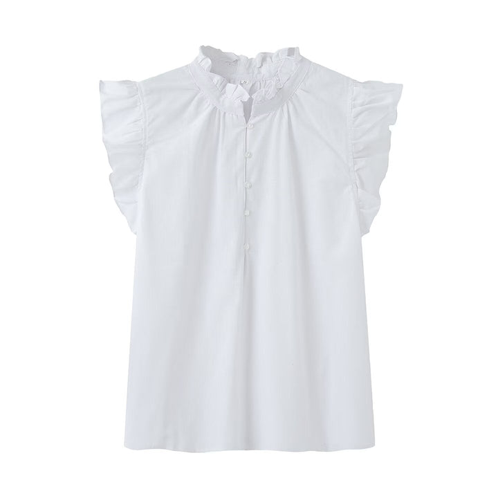 Damenbluse mit Rüschendetails und Knopfleiste Echoarchiv