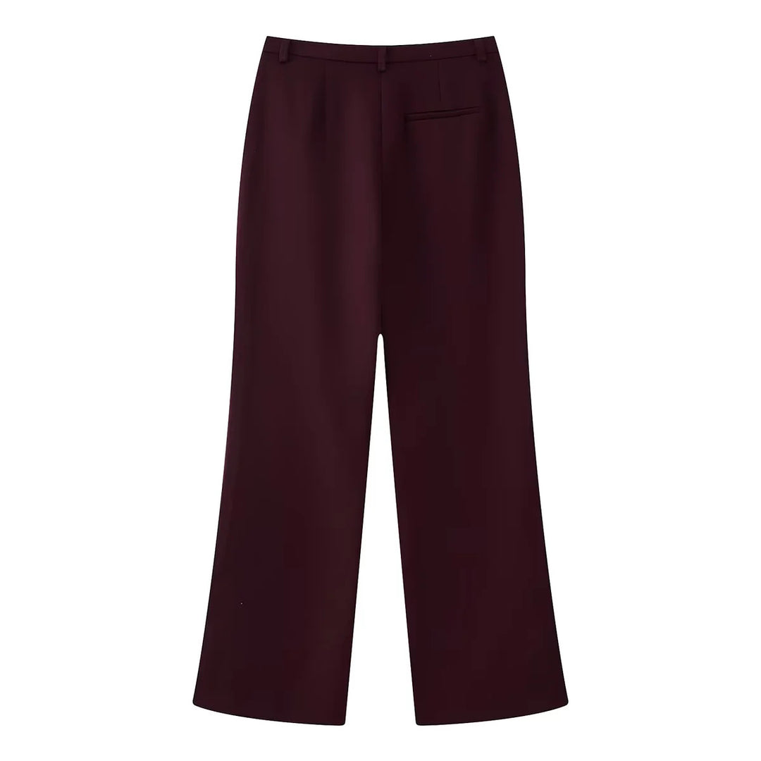 Damen weite Highwaist-Hose mit Palazzo-Silhouette, Bundschlaufen und verdeckter Verschluss – Avélisse