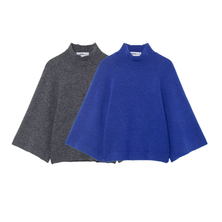 Damen Oversize Strickponcho mit Stehkragen und weitem Swing‑Schnitt Echo Archiv