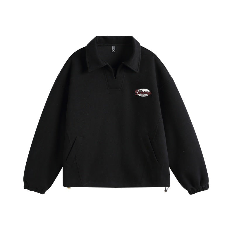 Unisex Lässiges Polo‑Sweatshirt mit offenem Kentkragen, Oversize‑Schnitt und Eingrifftaschen Echoarchiv
