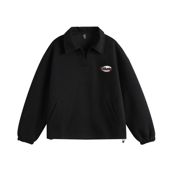 Unisex Lässiges Polo‑Sweatshirt mit offenem Kentkragen, Oversize‑Schnitt und Eingrifftaschen Echoarchiv