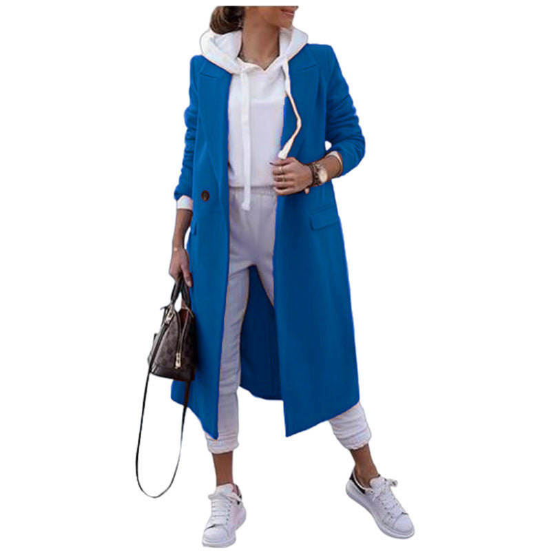 Damen modischer Oversize-Mantel mit elegantem Revers und praktischen Taschen – Célinea