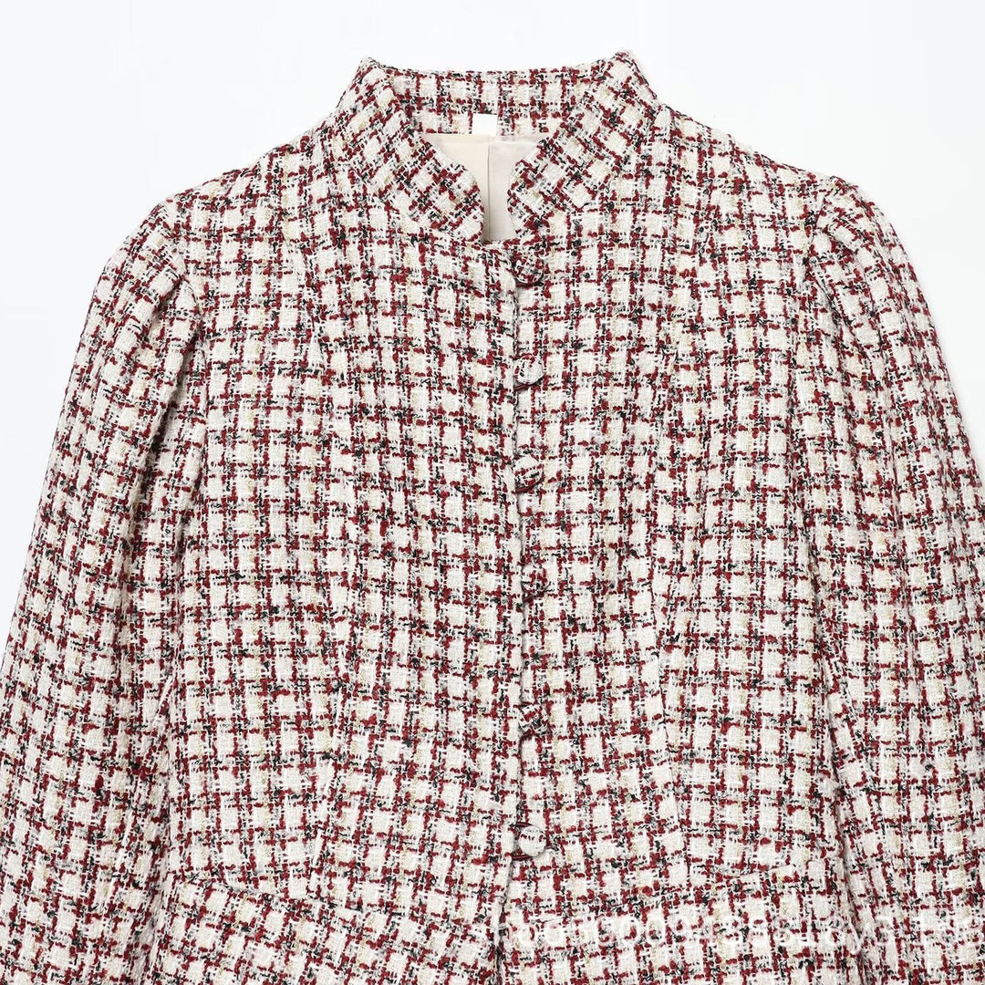 Damen Kurzjacke aus Bouclé-Tweed mit Stehkragen und Kunstfellbündchen Echo Archiv