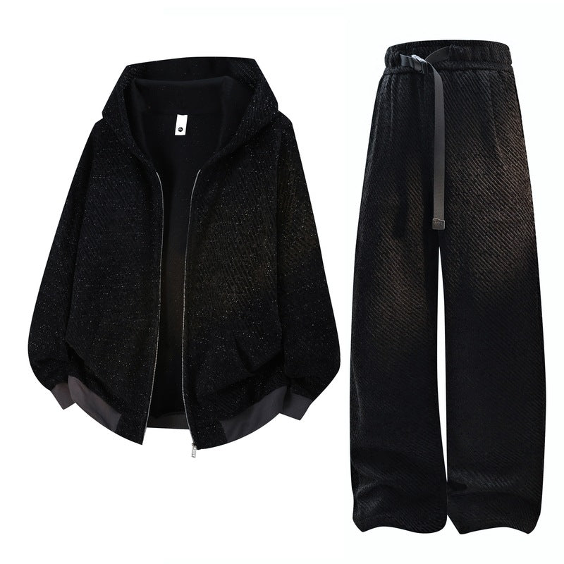 Damen breite Samt-Jogginghosen mit elastischem Bund, Kordelzug und lässiger Culotte-Passform – Avélisse