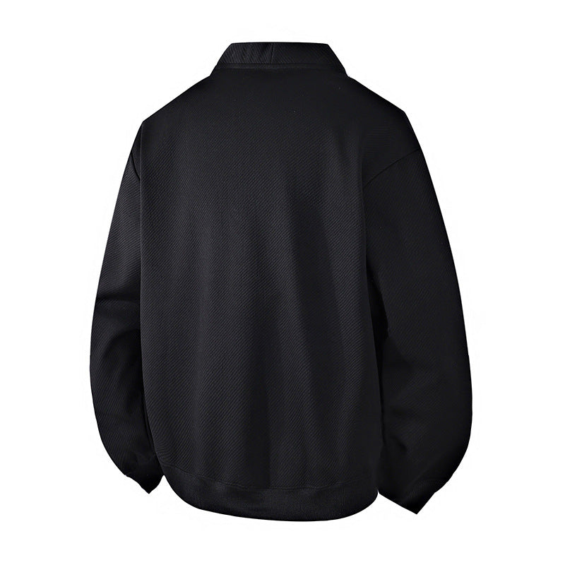 Herren strukturierter Strickcardigan-Jacke mit durchgehendem Knopfverschluss und aufgesetzten Taschen – Taviero
