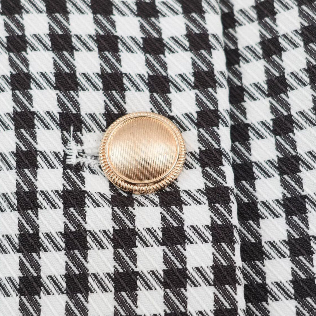 Damen Oversize-Blazer im Hahnentritt‑Muster mit Ballonärmeln und Pattentaschen Echoarchiv
