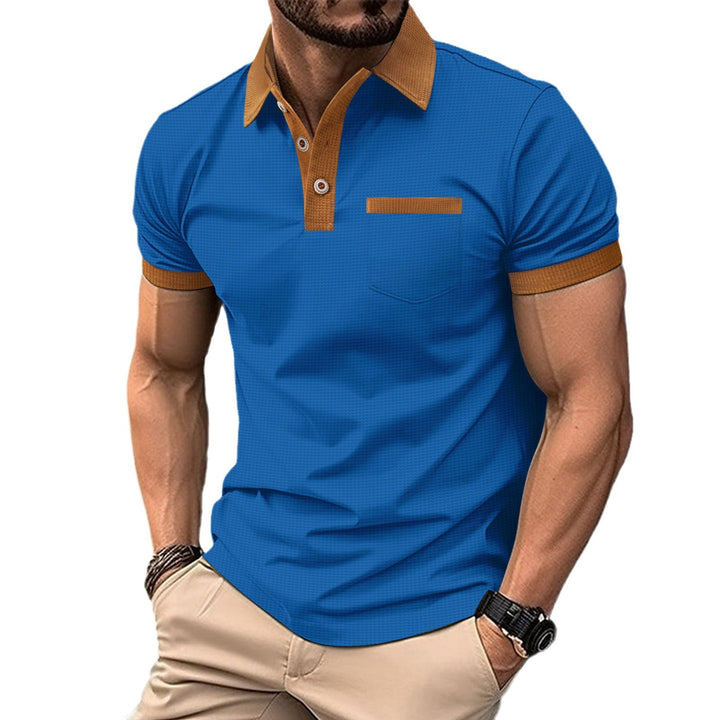 Herren Poloshirt mit modernem Kontrastkragen und funktionalem Brusttasche Echoarchiv