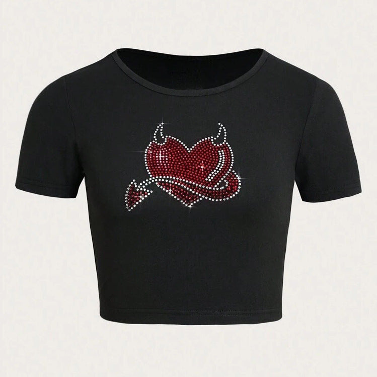 Damen Cropped T-Shirt mit kreativem Skelettdesign Echo Archiv
