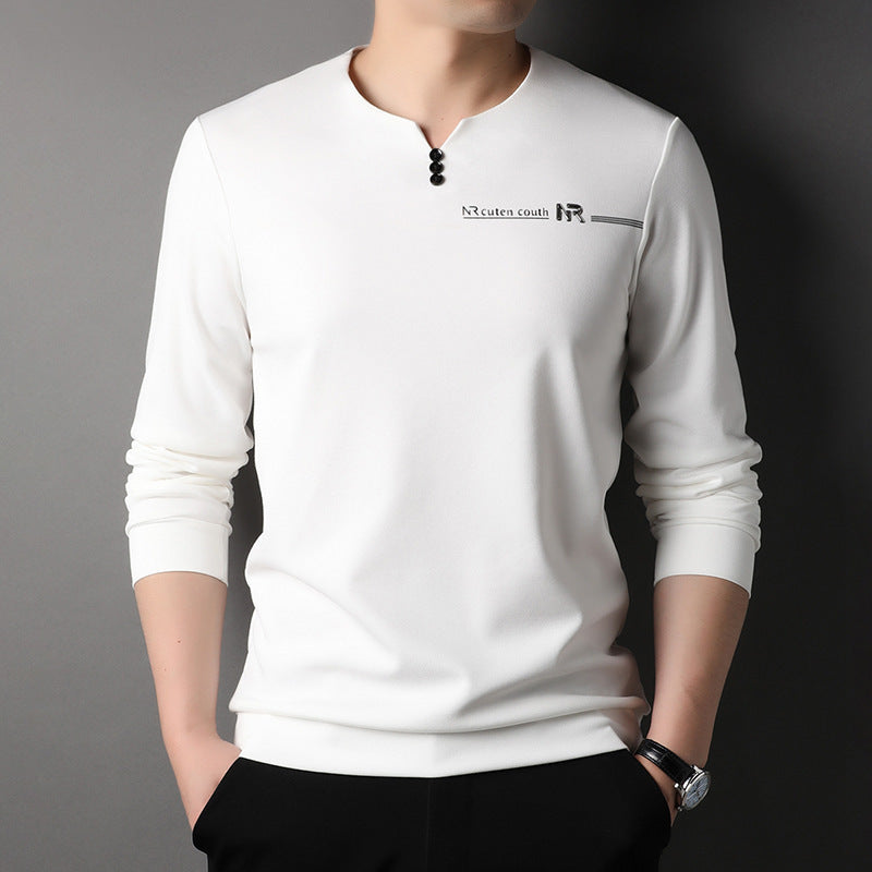 Herren Langarmshirt mit elegantem Stehkragen und modischen Knopfdetails Echoarchiv