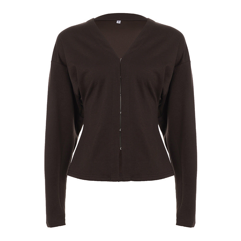Damen nan taillierte Feinstrickcardigan mit V-Ausschnitt und Häkchenverschluss Echo Archiv
